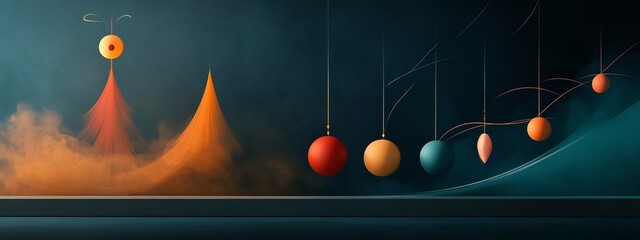 Poster - Mesmerizing Pendulum Oscillation An Ethereal Depicting the Captivating Movement and Rhythm of Frequencies in Harmonious Motion