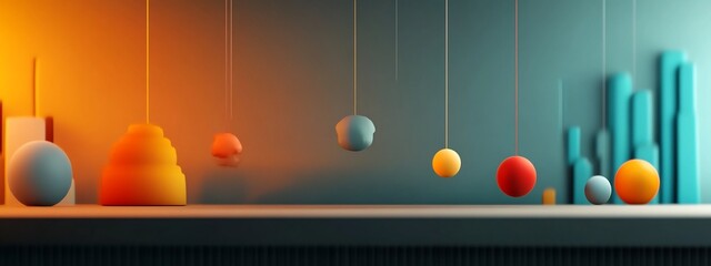Poster - Captivating Oscillation Pendulum Dynamics in Digital Abstract Art   Explore the mesmerizing visual rhythm of a pendulum swinging at various frequencies creating a striking and modern digital artwork