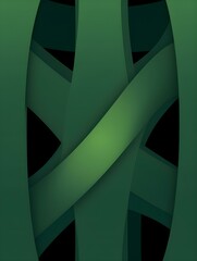 Poster - Abstract geometric pattern with overlapping, intersecting green shapes creating a dynamic and intricate design against a dark background