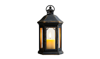 Poster - A decorative lantern with a candle inside, set against a dark ba