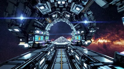 Poster - explore the futuristic spaceship interior with advanced technology and stunning cosmic views