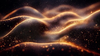 Poster - an abstract background adorned with gold triangles and sparkling gold crystals