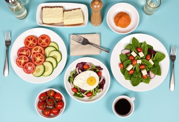 Wall Mural - breakfast with fried eggs