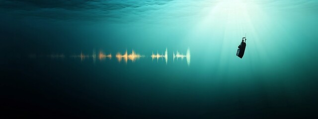 Poster - Sonar Display Showing the Frequency and Patterns of Underwater Echoes Capturing the Echoes from the Ocean Floor and Marine Environment for Monitoring Mapping and Purposes