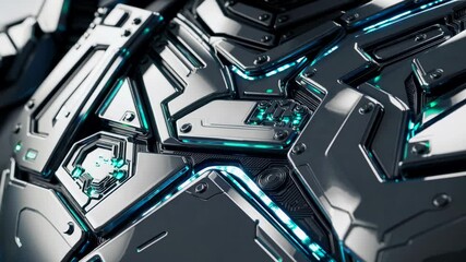 Poster - exploring futuristic robotic design with intricate patterns and glowing details