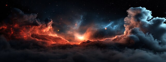 Poster - Dramatic 3D digital artwork showcasing the frequency and occurrence of various astronomical phenomena including nebulae galaxies stars and other cosmic events in the expansive universe