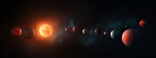 Poster - Digital Artwork Depicting the Frequency of Occurrence of Various Astronomical Phenomena in the Cosmos including Planets Stars Moons Asteroids Comets and Celestial Entities