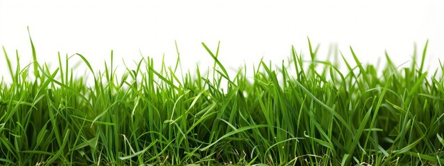 Wall Mural - Green fresh grass on isolated white background. Generated AI