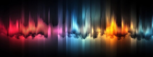 Poster - Vibrant digital showcasing the frequency content of a piece of music or spoken word through a dynamic and colorful spectrum display