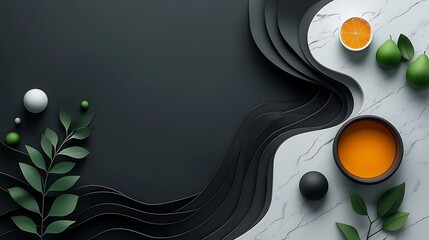 Poster - Mesmerizing Marble Patterned Stone Surface with Intricate Abstract Design Patterns and Textures  Details of a Smooth Contemporary and Minimalist Composition