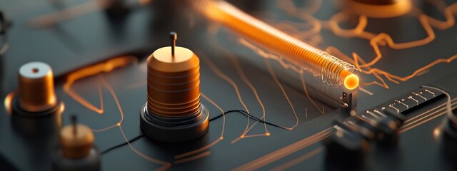Poster - Detailed 3D rendering of a Geiger Marsden experiment setup