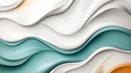 Poster - Mesmerizing marble backdrop with swirling patterns of white gray and turquoise hues accentuated by subtle golden touches