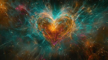 Wall Mural - Abstract Heart Shaped Firework Evocation in Vibrant Colors