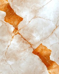 Poster - Carefully crafted marble slab with intricate veining and soothing earthy tones  Shimmering golden accents weave through the organic patterns