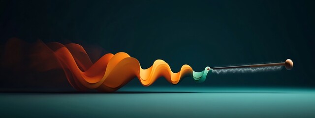 Poster - Vibrant 3D depicting a tuning fork emitting waves of varying frequencies creating a captivating dynamic and abstract visual representation of sound waves and