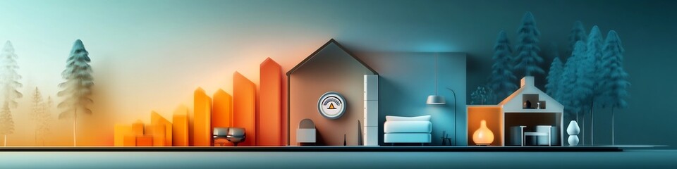 Poster - A vibrant digital depicting the frequency distribution and visualization of energy consumption patterns within a modern household  The image showcases a data driven