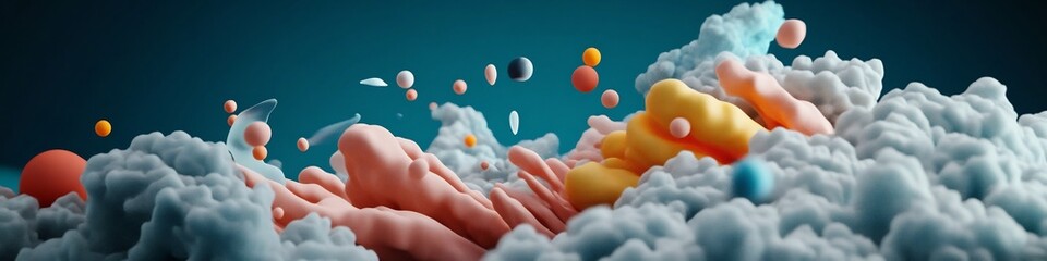 Poster - A captivating 3D digital rendering showcasing the dispersion of a vibrant wave packet as it separates into an array of diverse frequencies