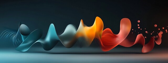 Poster - Colorful of an animation depicting a wave packet interacting with an obstacle and diffracting into different frequencies
