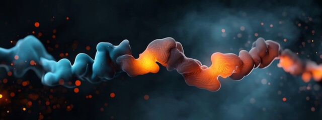 Poster - Mesmerizing wave packet interference patterns generating dynamic and vibrant frequency visualizations  Abstract digital art with fluid shimmering