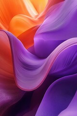 Poster - Colorful abstract fabric waves creating a beautiful blend of orange and purple hues