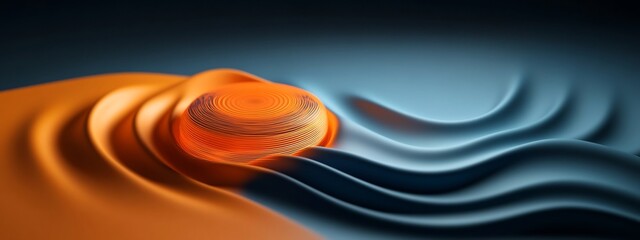 Poster - Mesmerizing 3D rendered animation depicting the reflection and interference patterns of a wave packet at certain frequencies  The dynamic flowing forms create an elegant abstract