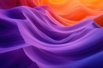 Fototapete - Colorful waves of purple and orange blend in a stunning abstract design