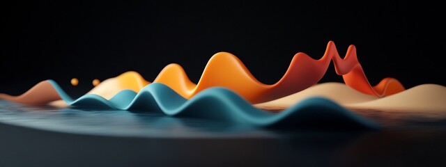 Poster - Visually captivating animation depicting the propagation of waves through a digital medium showcasing the dynamic interplay of frequencies curves and colors