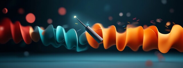 Poster - vibrant frequencies a 3d of a tuning fork emitting dynamic waves of varying frequencies capturing th