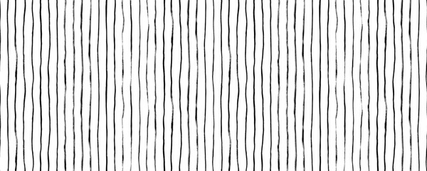 Poster - Doodle geometric seamless pattern with regular parallel vertical stripes. Hand drawn straight thin brush strokes.