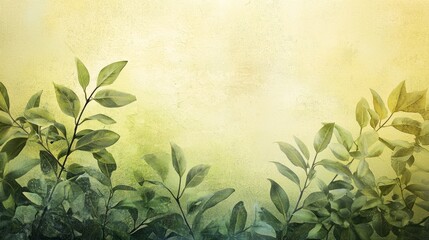 Poster - Soothing shades of green and yellow harmonize in a fresh backdrop, where olive leaves flourish, creating an inviting and peaceful atmosphere perfect for relaxation