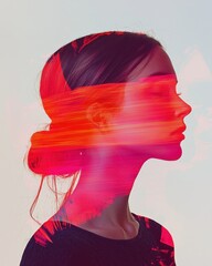 Poster - Abstract color field artistry exploring human emotions in contemporary portraits studio digital art creative perspective