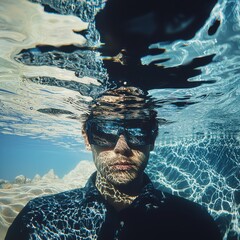 Poster - Underwater artistic portrait ocean depths abstract water concept calm environment unique viewpoint