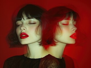 Poster - Surreal artistic portraits of a woman studio environment conceptual abstract visuals dreamlike imagery
