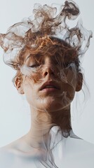 Poster - Abstract motion art capturing human emotion studio setting ethereal environment close-up viewpoint