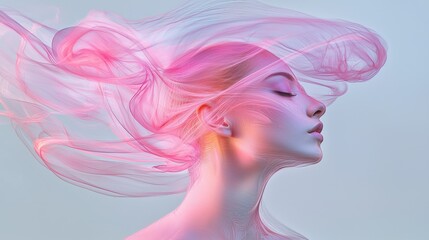 Poster - Fluid movement artistry abstract space portrait ethereal environment side view conceptual beauty