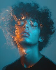 Poster - Abstract conceptual light portrait studio minimalist creative modern art