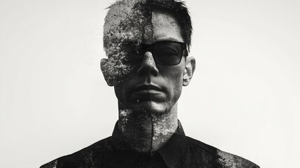 Poster - Abstract conceptual monochrome portrait artistic environment digital art minimalist viewpoint