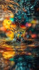 Poster - Liquid splashing action abstract surreal scene colorful background dynamic environment artistic viewpoint