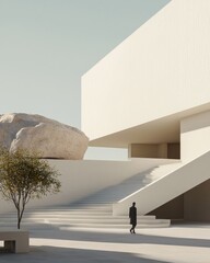 Poster - Modern architectural building design outdoor space minimalist environment contemporary viewpoint urban concept