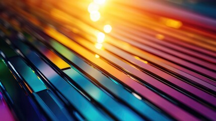 Poster - Vibrant Reflection of Light on Colorful Stripes of Glass Surface