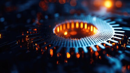 Fototapete - Futuristic abstract design with glowing patterns and textures