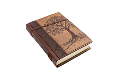 embossed brown journal with tree design – perfect for personal reflections or gifts on transparent background