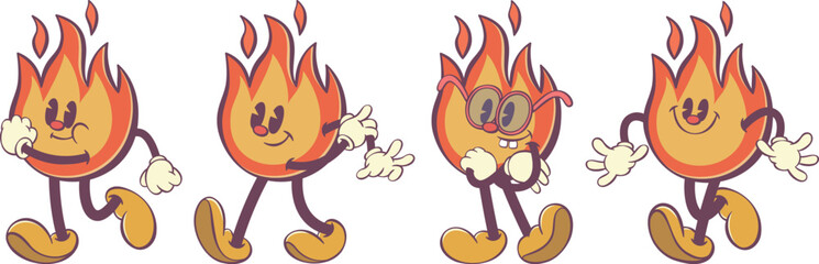 Poster - Fire character in retro groovy style