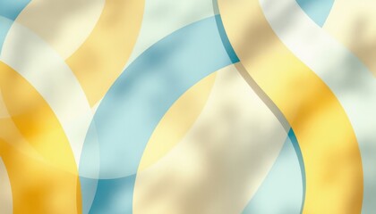 Poster - Abstract geometric pattern with curved yellow and blue shapes