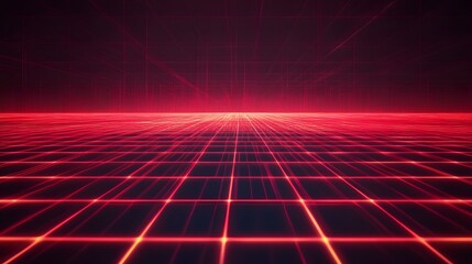 Poster - Dynamic neon grid visualization digital space abstract graphics virtual environment wide angle view futuristic concept