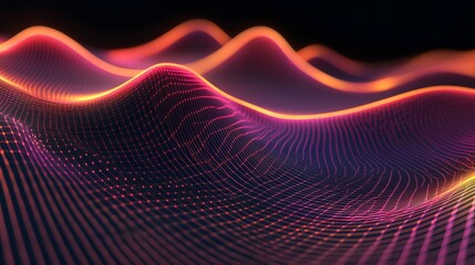 Poster - Dynamic wave patterns abstract digital art computer graphics dark background close-up view visualization concept