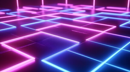 Poster - Dynamic neon grid patterns urban studio digital art futuristic atmosphere ground level visual innovation