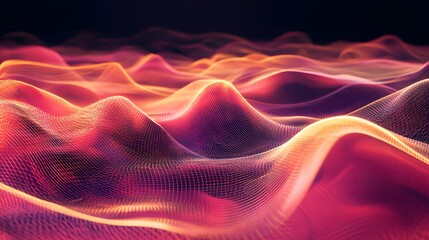 Poster - Dynamic flowing waves of colorful patterns abstract digital art captivating visuals dark background artistic perspective