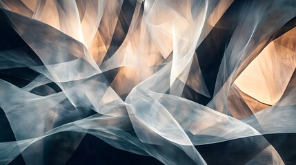 Poster - Flowing abstract waves digital art soft tones ethereal environment artistic perspective contemporary concept