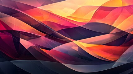 Poster - Dynamic abstract waves in colorful gradient digital art modern aesthetic vibrant environment artistic perspective